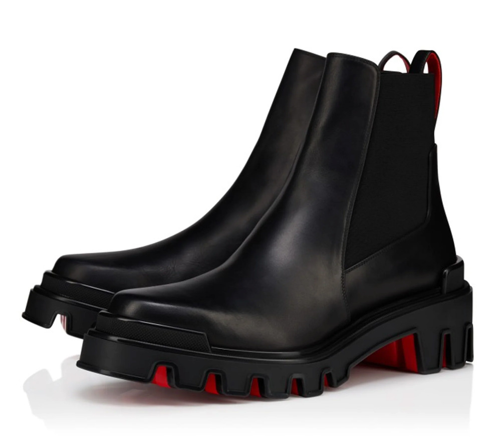 Christian Louboutin Mens Marchacroche Dune Uomo Black Leather Chelsea Boot 45 12
